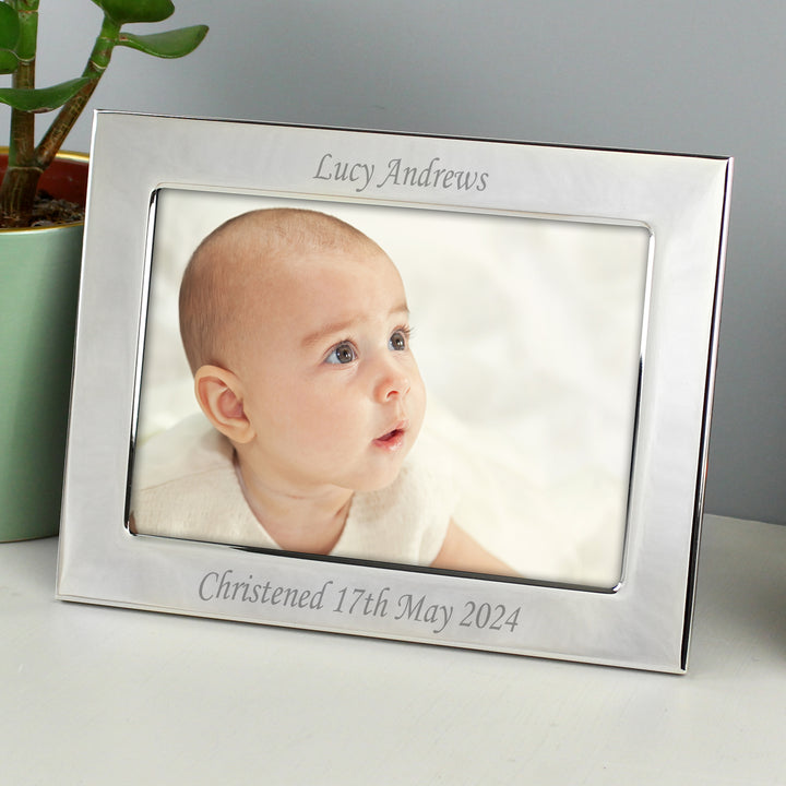 Personalised Silver Plated 7x5 Inch Landscape Photo Frame - part of the Gifts Finder Personalised Photo Frames collection