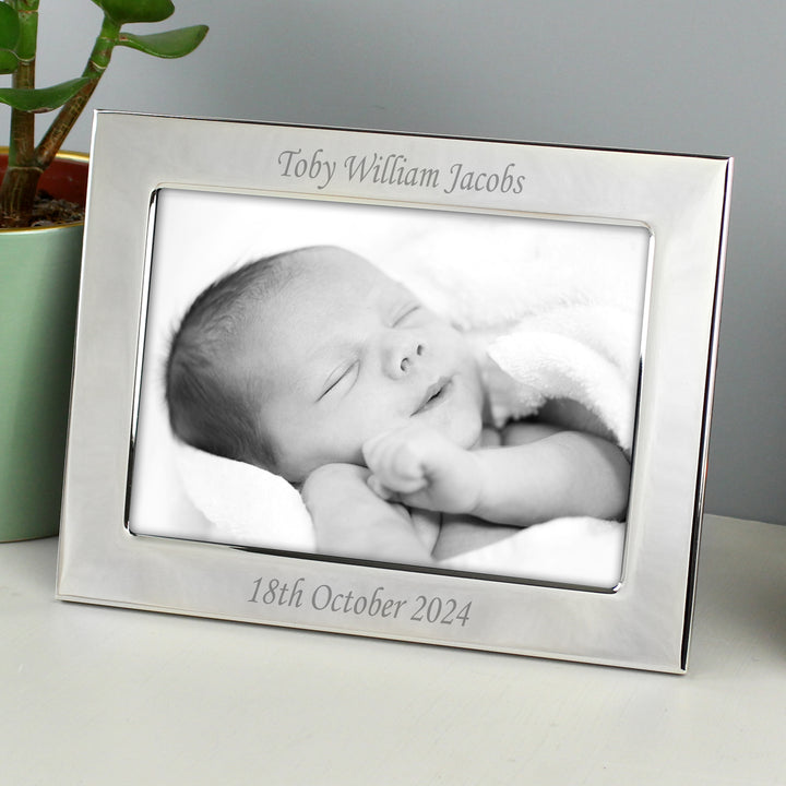 Personalised Silver Plated 7x5 Inch Landscape Photo Frame - part of the Gifts Finder Personalised Photo Frames collection