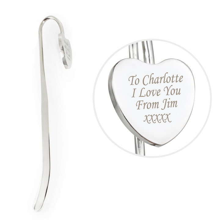 Personalised Silver Heart Bookmark in gift category Personalised Childrens Books