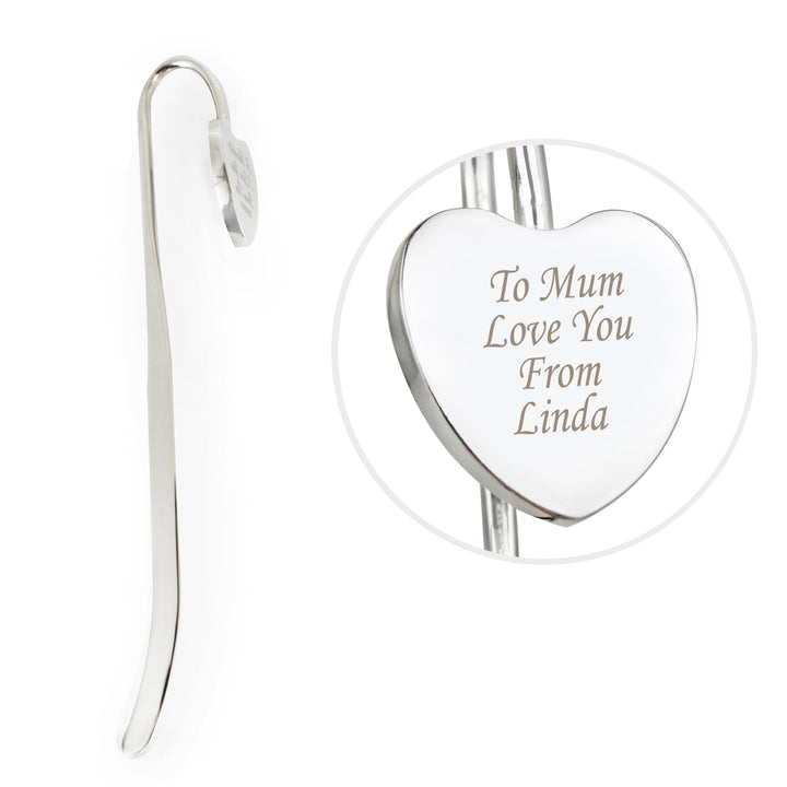 Personalised Silver Heart Bookmark in gift category Personalised Childrens Books