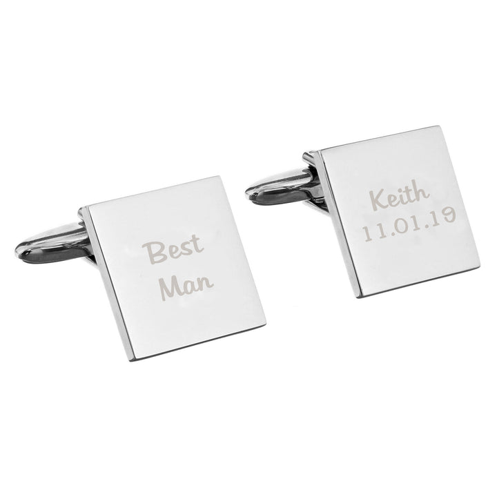 Personalised Wedding Role Square Cufflinks - 2 Line - part of the Gifts Finder Personalised Cufflinks collection