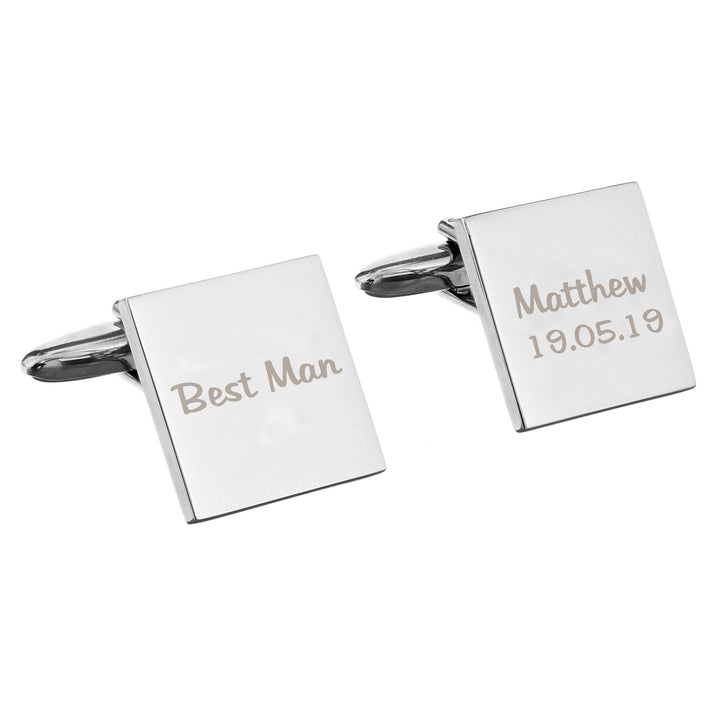 Personalised Wedding Role Square Cufflinks -1 Line - part of the Gifts Finder Personalised Cufflinks collection