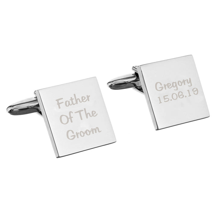 Personalised Wedding Role Square Cufflinks -3 Lines - part of the Gifts Finder Personalised Cufflinks collection