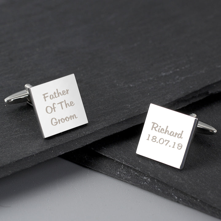 Personalised Wedding Role Square Cufflinks -3 Lines - part of the Gifts Finder Personalised Cufflinks collection