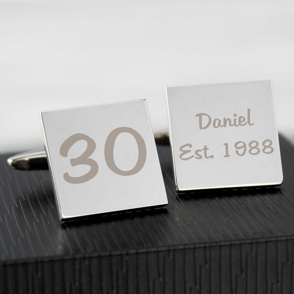 Buy Personalised Birthday Big Age Cufflinks available now at www.giftsfinder.co.uk