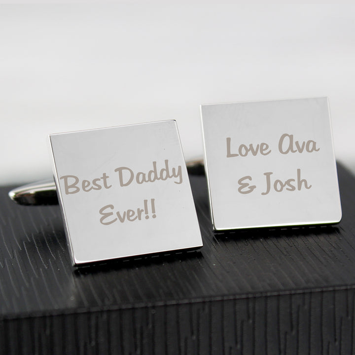 Buy Personalised Any Message Square Cufflinks - 2 lines available now at www.giftsfinder.co.uk