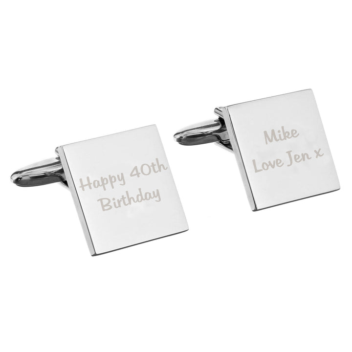 Buy Personalised Any Message Square Cufflinks - 2 lines available now at www.giftsfinder.co.uk