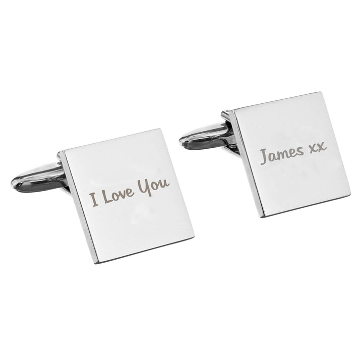 Buy Personalised Any Message Square Cufflinks - 1 line available now at www.giftsfinder.co.uk