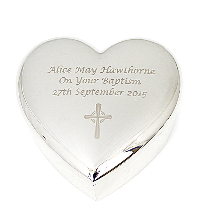 Personalised Rosary Beads and Cross Heart Trinket Box in gift category Personalised Trinket Boxes