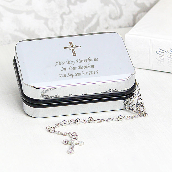 Personalised Rosary Beads And Cross Trinket Box - part of the Gifts Finder Personalised Trinket Boxes collection