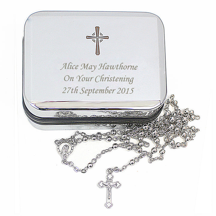 Personalised Rosary Beads And Cross Trinket Box - part of the Gifts Finder Personalised Trinket Boxes collection