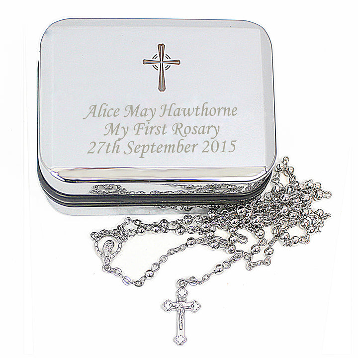 Personalised Rosary Beads And Cross Trinket Box - part of the Gifts Finder Personalised Trinket Boxes collection