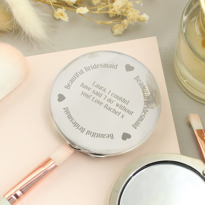 Buy Personalised Beautiful Bridesmaid Compact Mirror available now at www.giftsfinder.co.uk