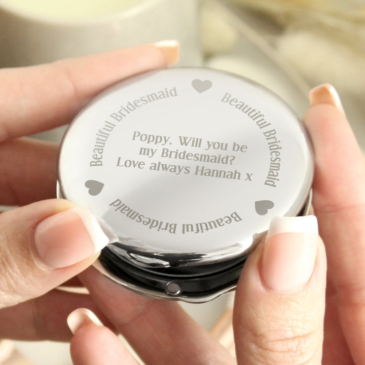 Buy Personalised Beautiful Bridesmaid Compact Mirror available now at www.giftsfinder.co.uk