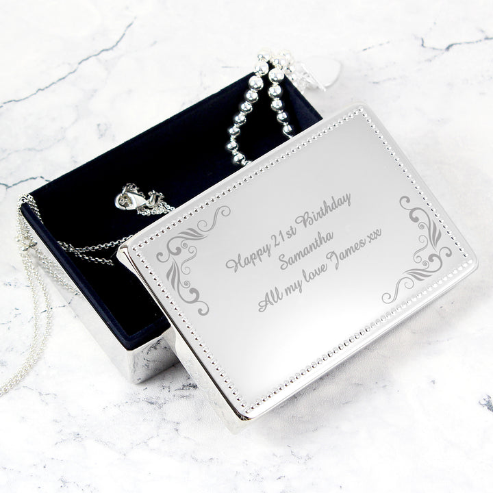 Personalised Swirl Rectangular Jewellery Box - part of the Gifts Finder Personalised Jewellery Boxes collection