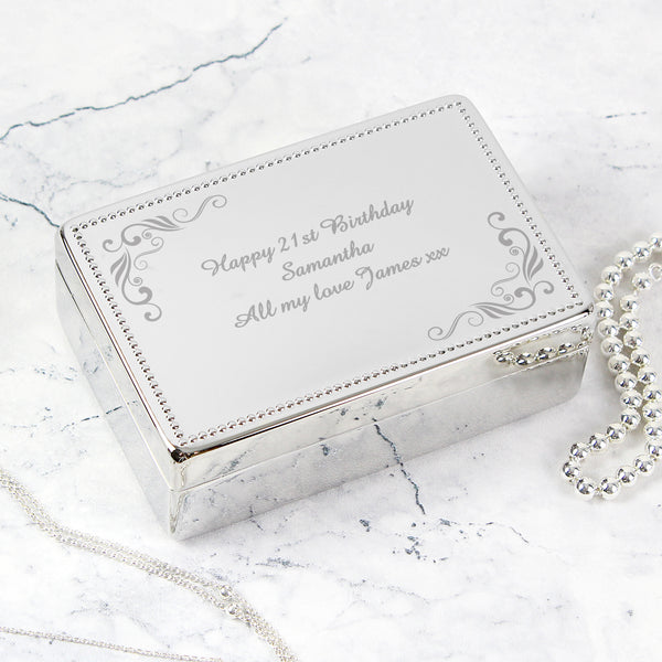 Personalised Swirl Rectangular Jewellery Box in gift category Personalised Jewellery Boxes