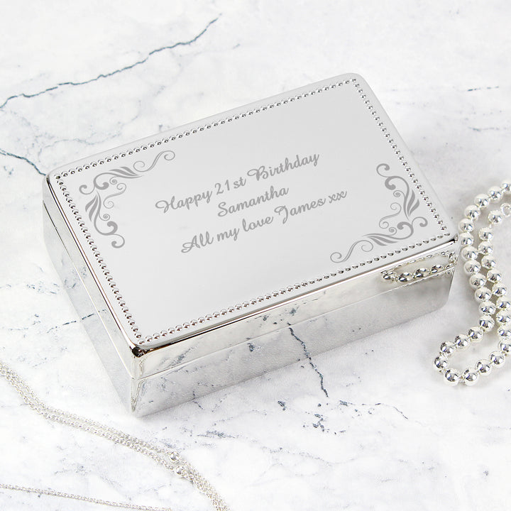 Personalised Swirl Rectangular Jewellery Box - part of the Gifts Finder Personalised Jewellery Boxes collection