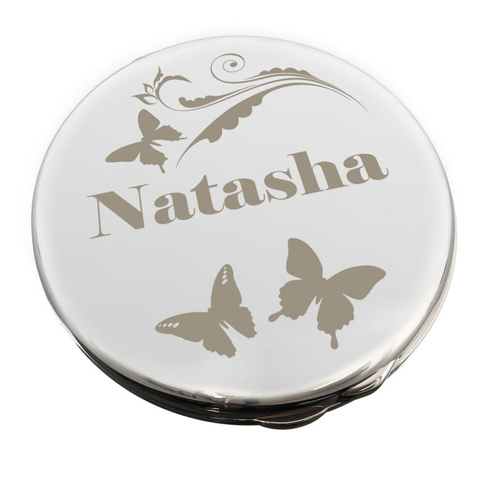 Buy Personalised Butterfly Swirl Compact Mirror available now at www.giftsfinder.co.uk