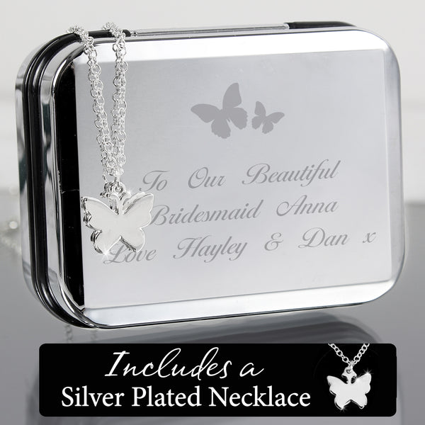 Buy Personalised Butterfly Box With A Silver Plated Butterfly Necklace available now at www.giftsfinder.co.uk