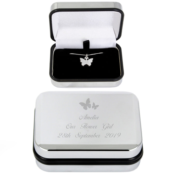 Buy Personalised Butterfly Box With A Silver Plated Butterfly Necklace available now at www.giftsfinder.co.uk