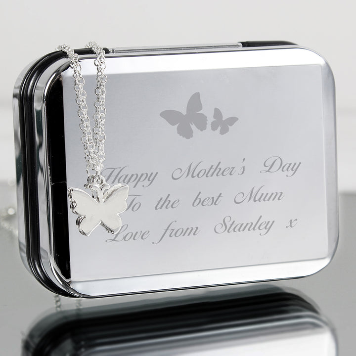 Buy Personalised Butterfly Box With A Silver Plated Butterfly Necklace available now at www.giftsfinder.co.uk