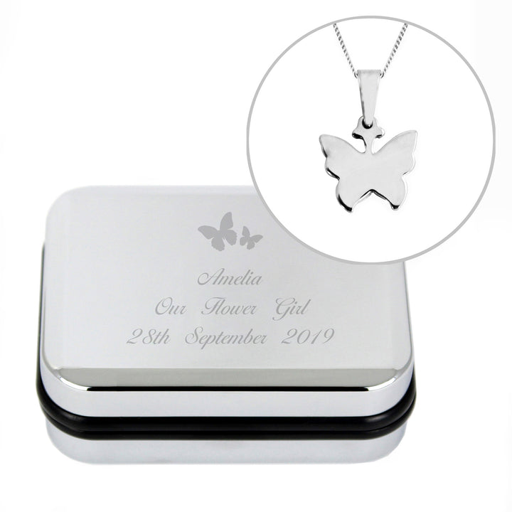 Buy Personalised Butterfly Box With A Silver Plated Butterfly Necklace available now at www.giftsfinder.co.uk