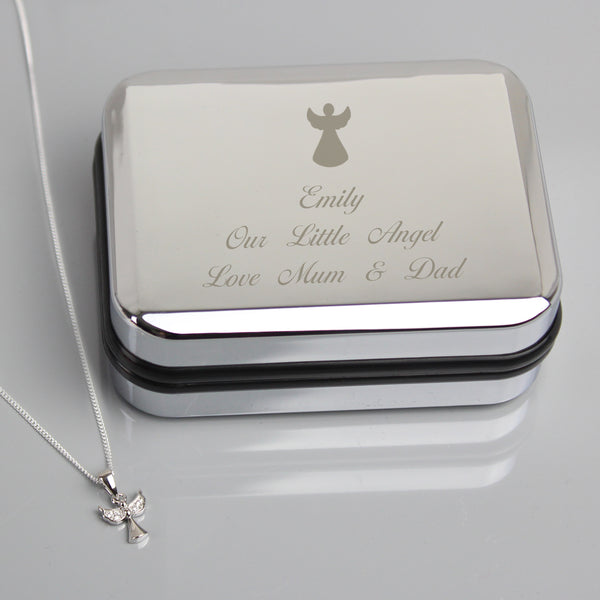 Buy Personalised Angel Necklace & Box available now at www.giftsfinder.co.uk