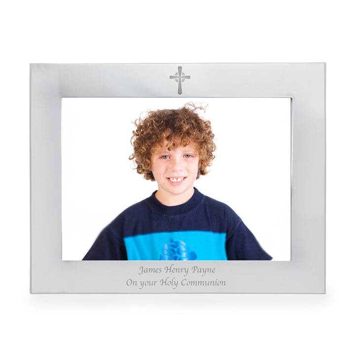 Personalised Silver 7x5 Landscape Cross Photo Frame in gift category Personalised Photo Frames