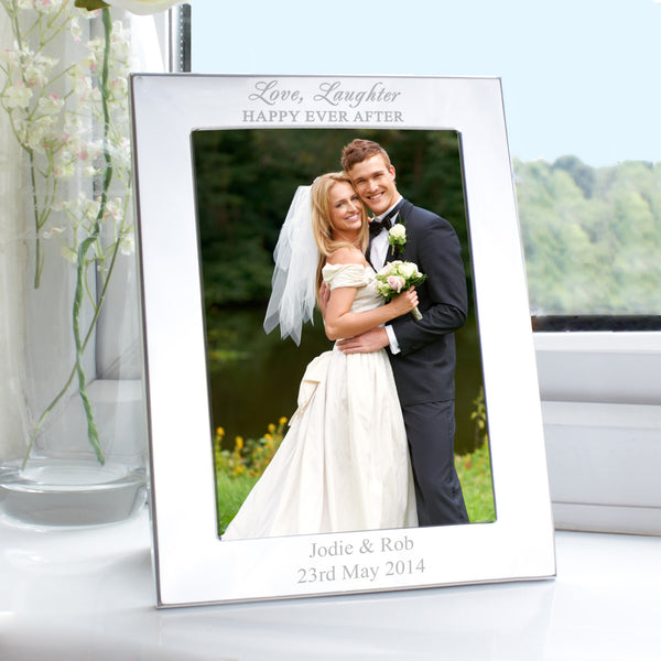 Personalised Silver 5x7 Happily Ever After Photo Frame in gift category Personalised Photo Frames