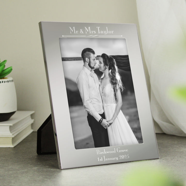 Personalised Silver 5x7 Decorative Photo Frame in gift category Personalised Photo Frames