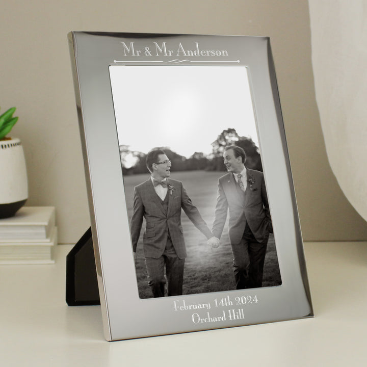 Personalised Silver 5x7 Decorative Photo Frame in gift category Personalised Photo Frames