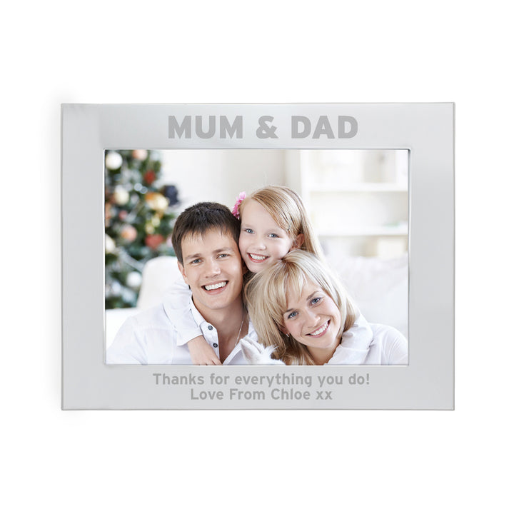 Personalised Silver 7x5 Inch Mum & Dad Photo Frame - part of the Gifts Finder Personalised Photo Frames collection