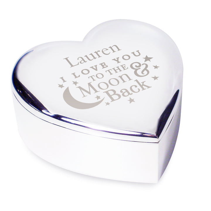 Personalised To the Moon and Back... Heart Trinket Box in gift category Personalised Trinket Boxes