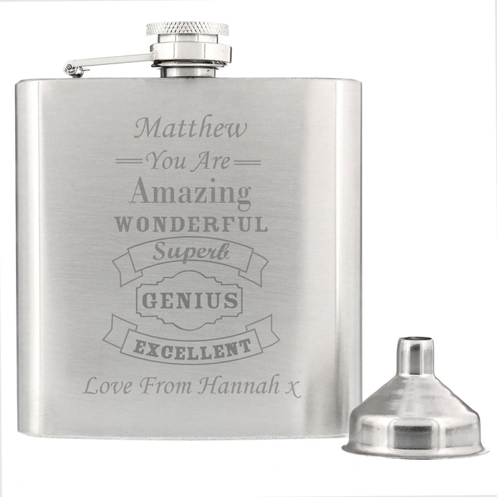 Personalised Vintage Typography Hip Flask - part of the Gifts Finder Personalised Hip Flasks collection