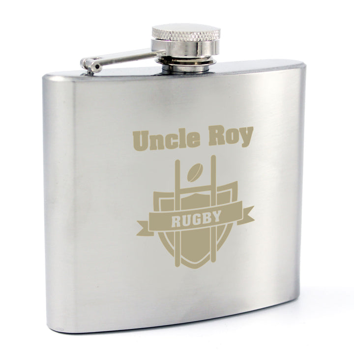 Personalised Rugby Hip Flask - part of the Gifts Finder Personalised Hip Flasks collection