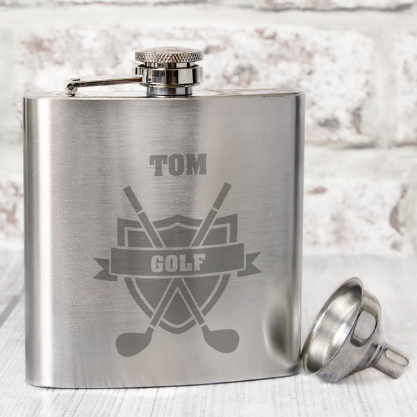 Buy Personalised Golf Hip Flask available now at www.giftsfinder.co.uk