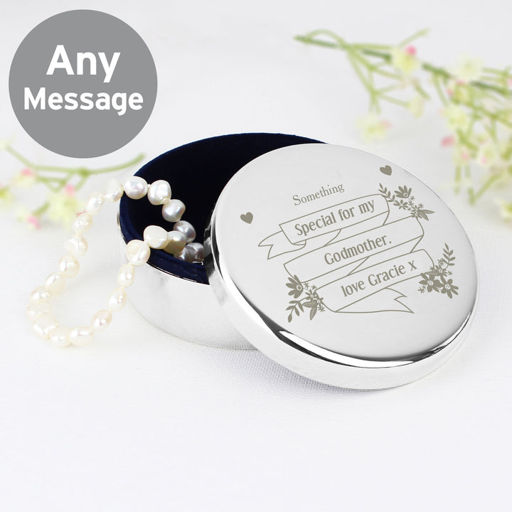 Buy Personalised Garden Bloom Round Trinket Box available now at www.giftsfinder.co.uk