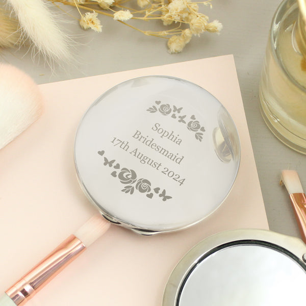 Buy Personalised Vintage Rose Compact Mirror at www.giftsfinder.co.uk