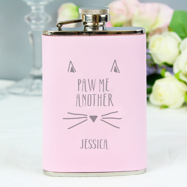 Buy Personalised Paw Me Another Pink Hip Flask at www.giftsfinder.co.uk