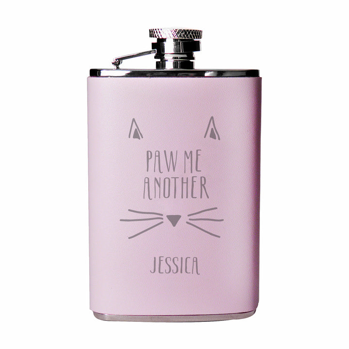 Buy Personalised Paw Me Another Pink Hip Flask at www.giftsfinder.co.uk