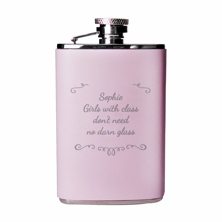 Buy Personalised Ornate Pink Hip Flask at www.giftsfinder.co.uk