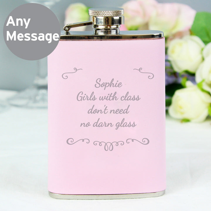 Buy Personalised Ornate Pink Hip Flask at www.giftsfinder.co.uk