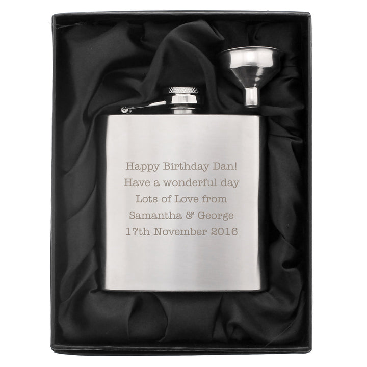 Buy Personalised Any Message Stainless Steel Hip Flask at www.giftsfinder.co.uk