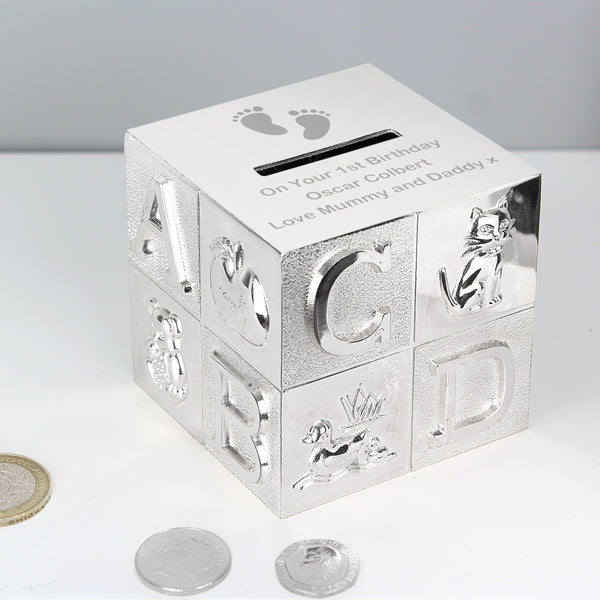 Buy Personalised Footprints ABC Money Box at www.giftsfinder.co.uk