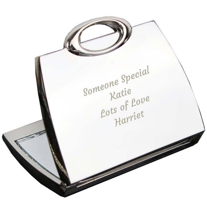 Buy Personalised Any Message Handbag Compact Mirror at www.giftsfinder.co.uk