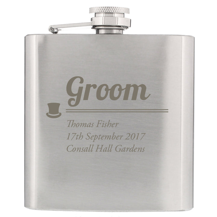 Buy Personalised Groom Hip Flask at www.giftsfinder.co.uk