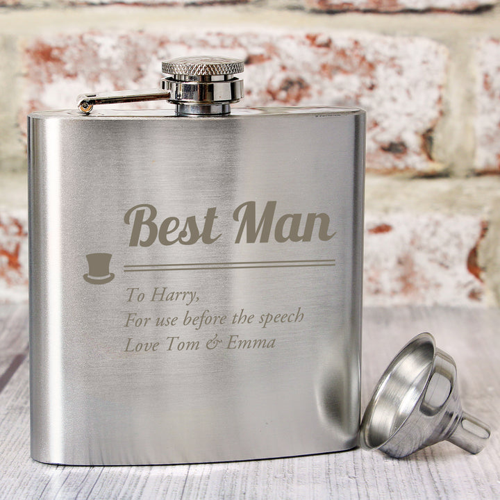 Buy Personalised Best Man Hip Flask at www.giftsfinder.co.uk