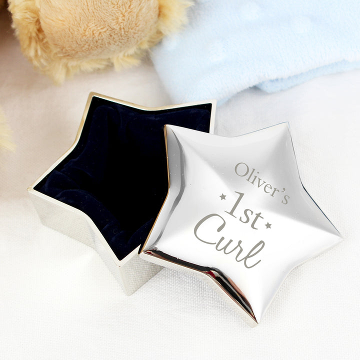 Buy Personalised 1st Curl Star Trinket Box at www.giftsfinder.co.uk