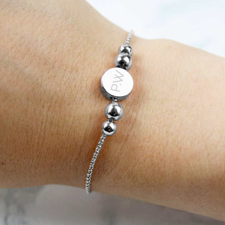 Buy Personalised Silver Plated Initials Disc Bracelet at www.giftsfinder.co.uk