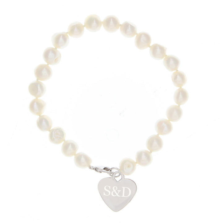 Buy Personalised White Freshwater Pearl Initial Bracelet at www.giftsfinder.co.uk